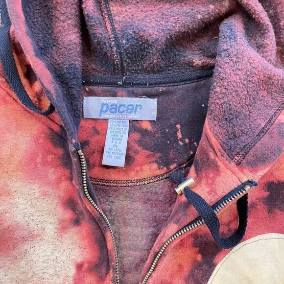 Madam P Upcycled Vintage Acid Dye Wolf celestial  Hoodie.  Sz. L #ZZ - Picture 4 of 9